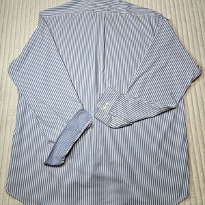 Ralph Lauren Men's White and Blue Striped Dress Shirt
